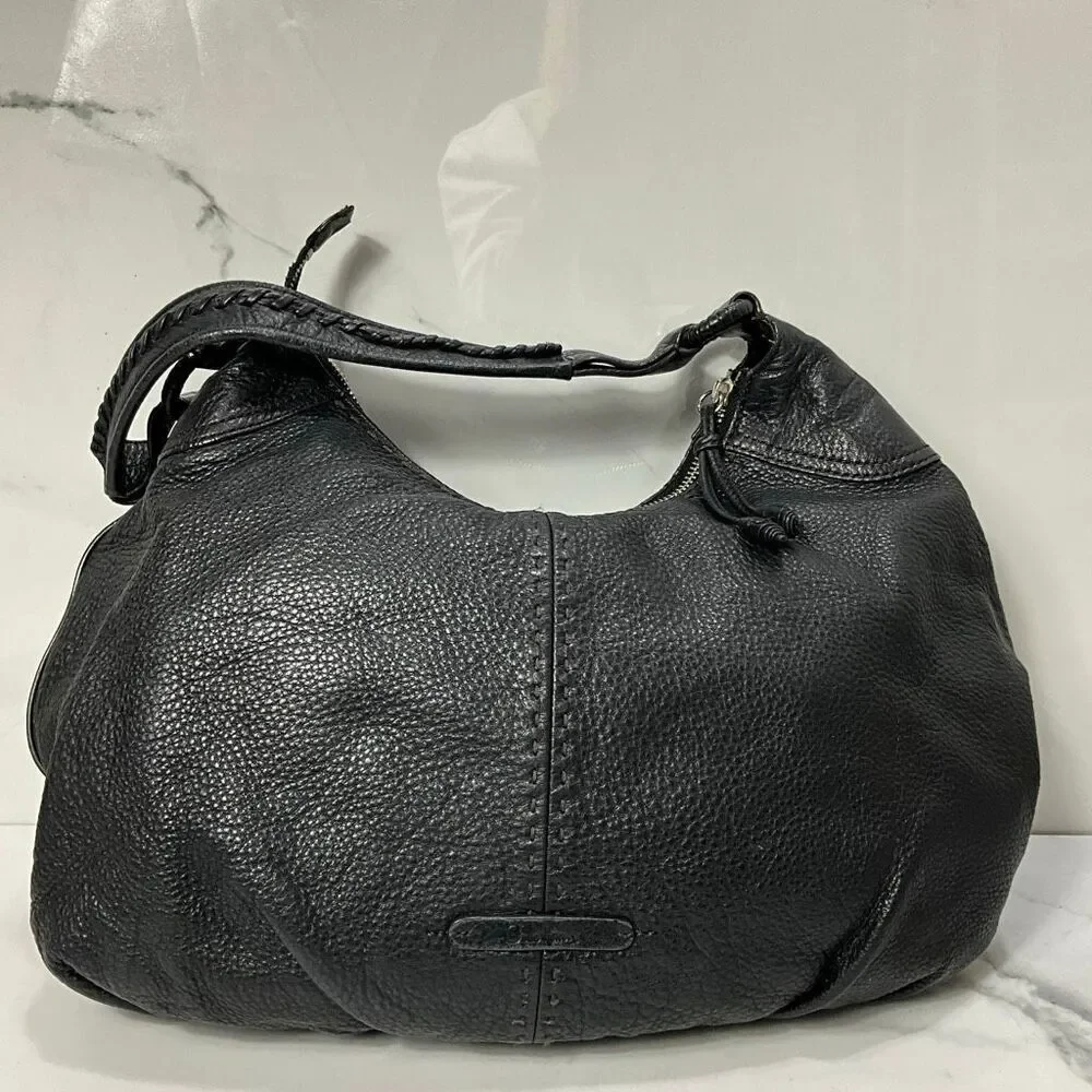 COLE HAAN Black Leather Hobo Shoulder Bag
